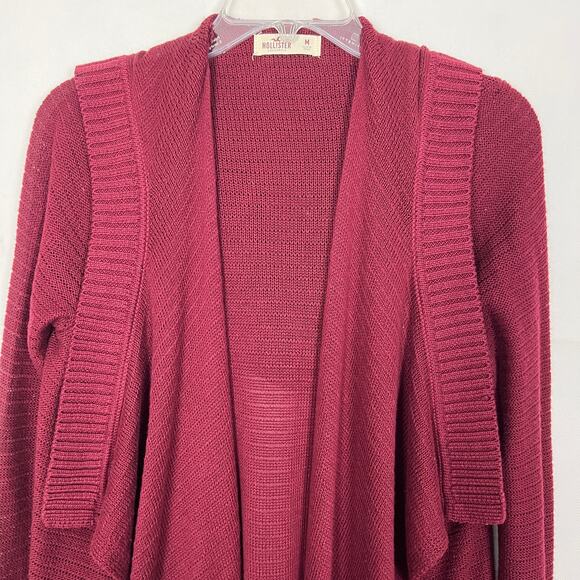 Hollister Burgundy Open Front Knit Cardigan Size M - Picture 3 of 11